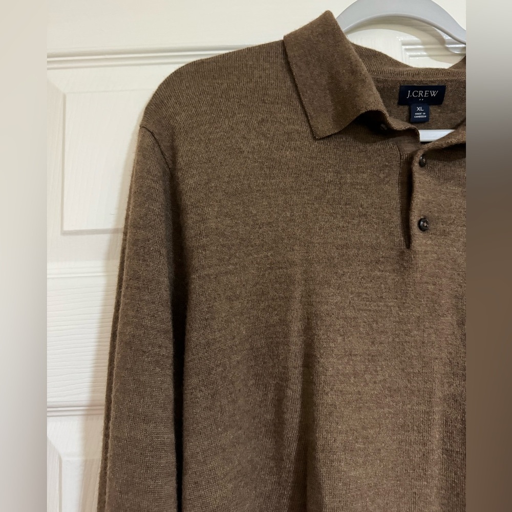 J. Crew Merino wool-blend sweater-polo - Brown - Picture 4 of 9